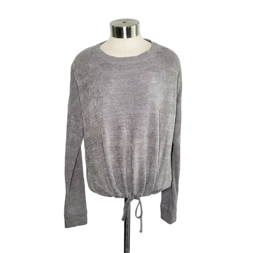 Three Dots Super Soft Cozy Gray Pullover Sweater Women's M Drawstring Waist